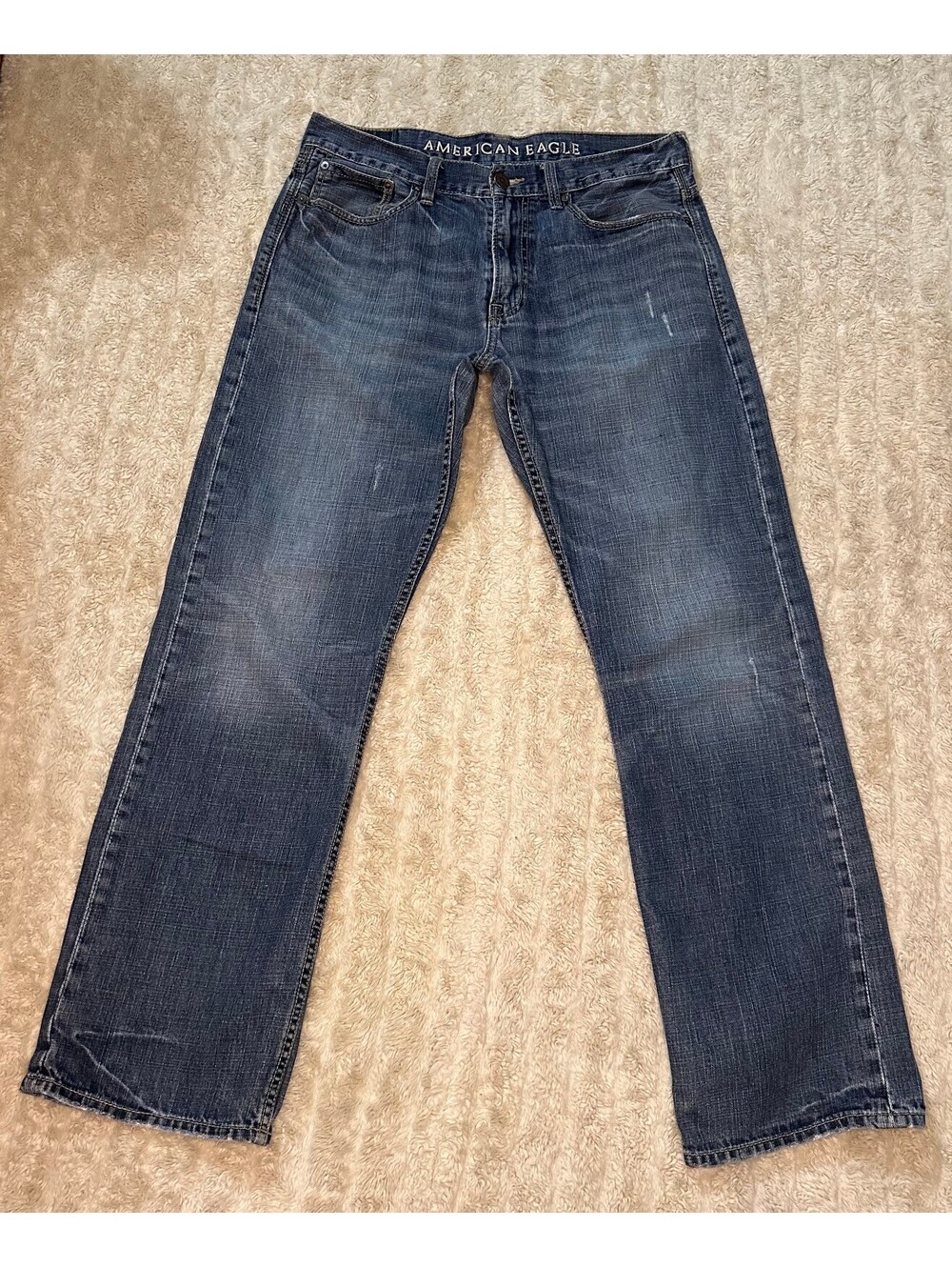 American Eagle Relaxed medium wash mid-rise denim jeans 34x34 90s Y2K Western